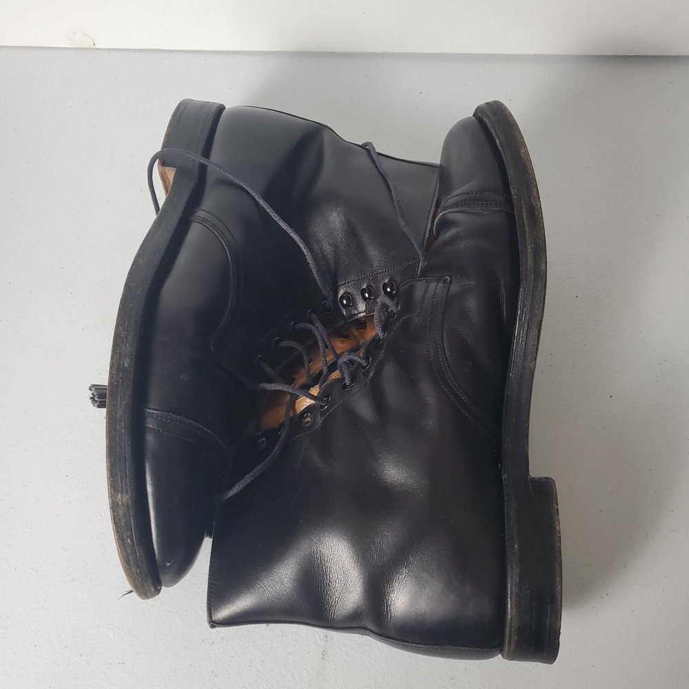 Polo Ralph Lauren Cap Toe  Ankle Boots Mens 9 D Black Lace Up Made In England - Picture 11 of 16